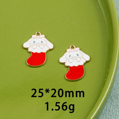 10pcs Christmas Ginger Stockings Deer Enamel DIY Charms for Bag Earring Necklace