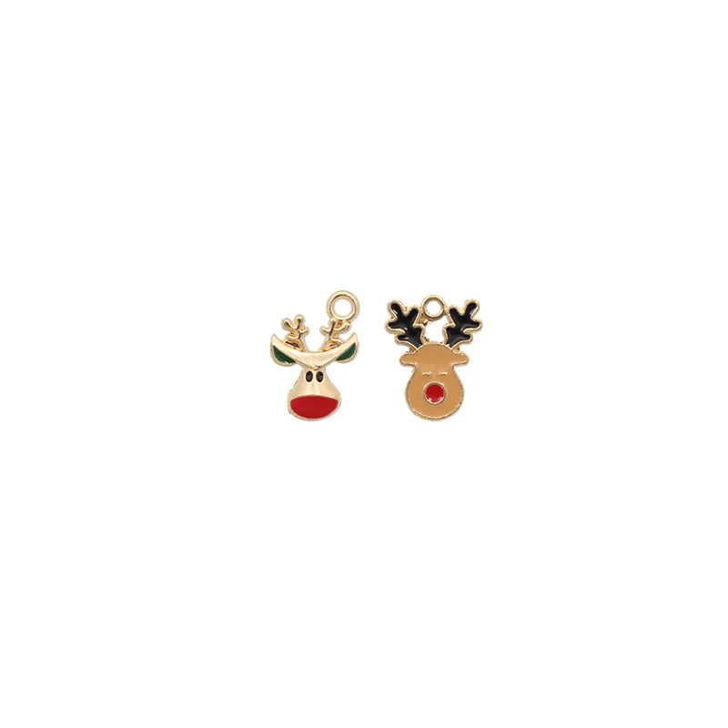 10pcs Christmas Reindeer Enamel Charms DIY Bag Earring Necklace Jewelry Making