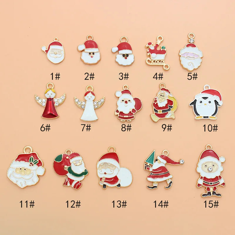 10pcs Christmas Santa Claus DIY Charms for Jewelry Making