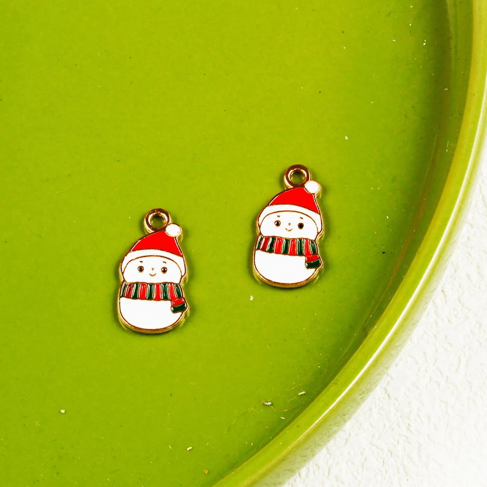 10pcs Christmas Santa Tree Snowman Enamel DIY Charms for Bag Earring Necklace