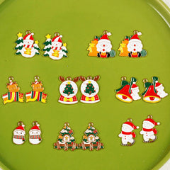 10pcs Christmas Santa Tree Snowman Enamel DIY Charms for Bag Earring Necklace