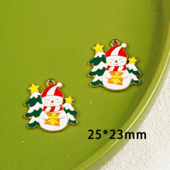 10pcs Christmas Santa Tree Snowman Enamel DIY Charms for Bag Earring Necklace