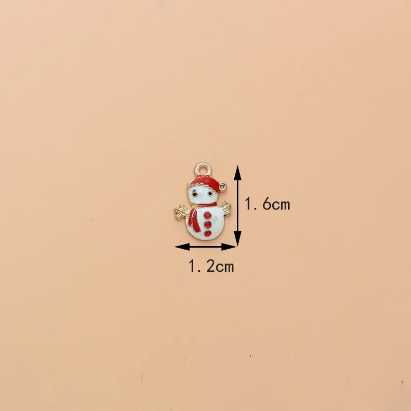 10pcs Christmas Snowman Enamel Charms for DIY Earring Necklace Making