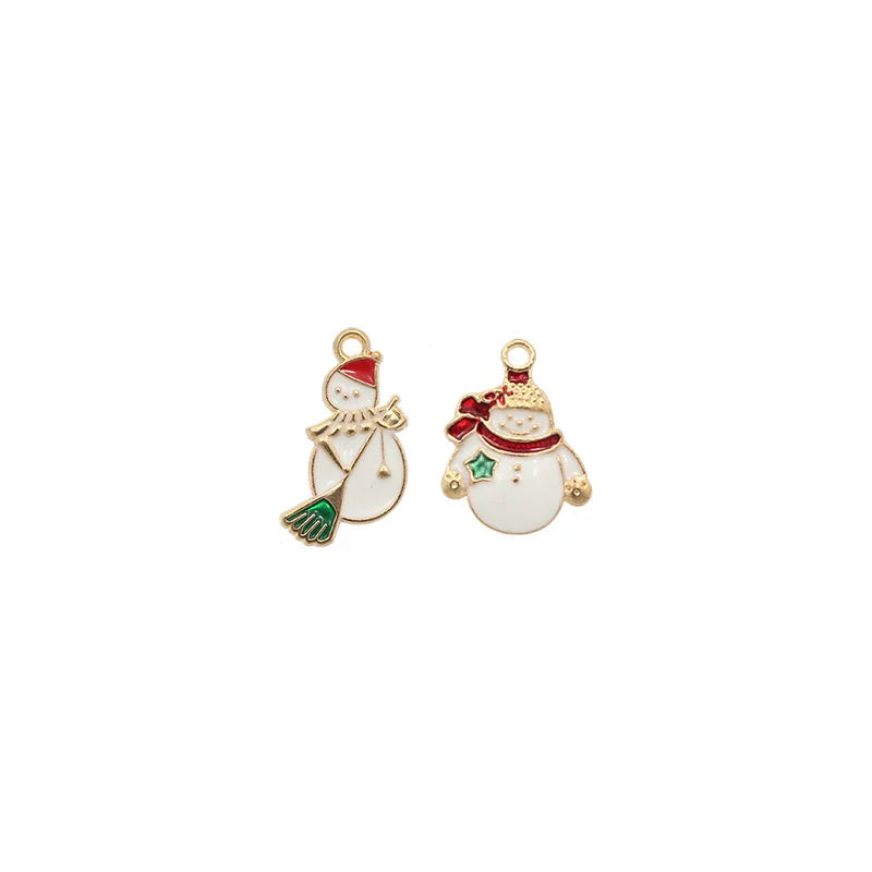 10pcs Christmas Snowman Enamel Charms for DIY Earring Necklace Making