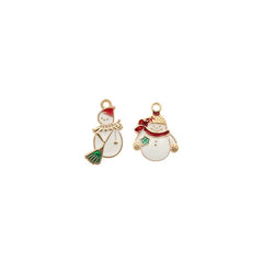 10pcs Christmas Snowman Enamel Charms for DIY Earring Necklace Making