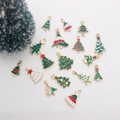 10pcs Christmas Tree Enamel DIY Charms for Jewelry Making Pendant