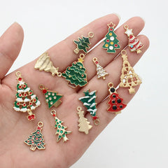 10pcs Christmas Tree Enamel DIY Charms for Jewelry Making Pendant