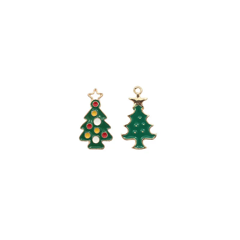 10pcs Christmas Tree Enamel DIY Charms for Jewelry Making Pendant