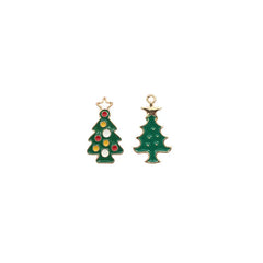 10pcs Christmas Tree Enamel DIY Charms for Jewelry Making Pendant