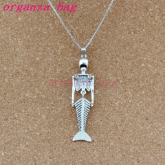 10pcs Mermaid Body Skull Charms Pendant Necklaces with Chains