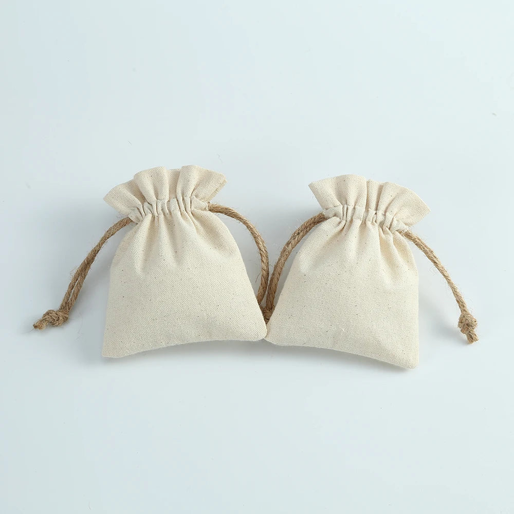 10pcs Cotton Jewelry Bags Necklace Earring Ring Pouch for Wedding