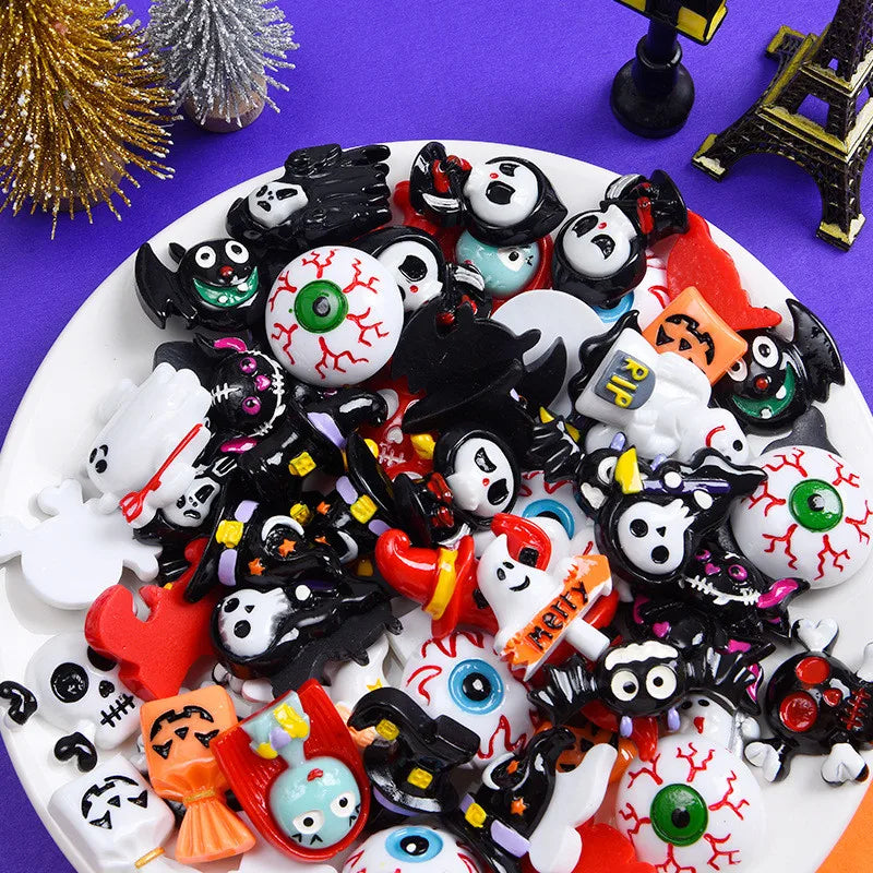 10pcs Halloween Resin Flatback Patch for DIY Phone Case Hairpin Earrings