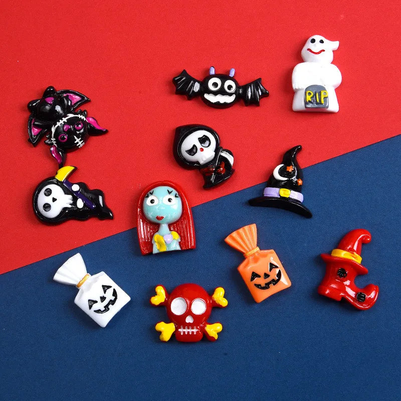 10pcs Halloween Resin Flatback Patch for DIY Phone Case Hairpin Earrings