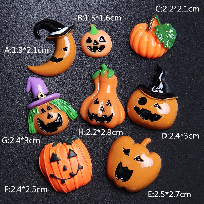 10pcs Halloween Pumpkin Resin Patch for DIY Crafts R59