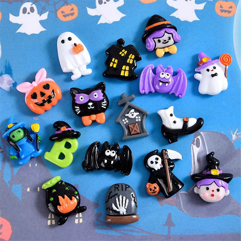 10pcs Halloween Ghost Skull Spider Resin Patch DIY Craft Making R178