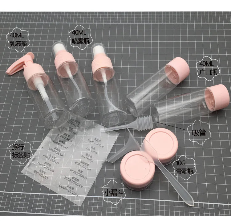 10pcs Mini Cosmetic Face Cream Bottles Set, Travel Kit Accessories