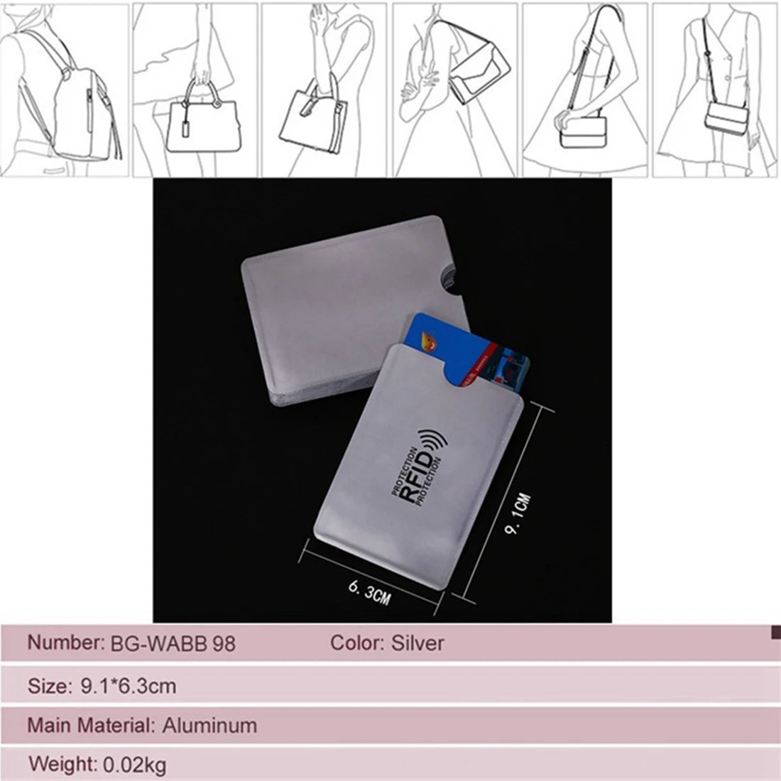 10pcs RFID Shielding Bag Aluminum Foil Anti-Degaussing Card Cover