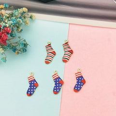 10pcs Enamel Striped Socks Pendants Charms Metal Charms DIY Earring Accessories