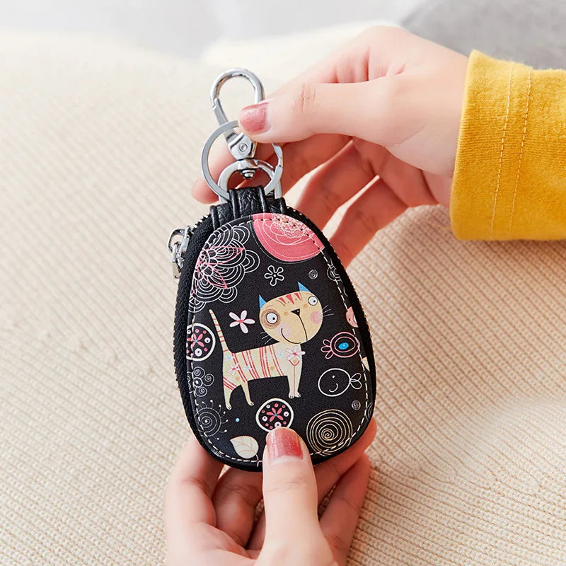 11 Colors Painted Women Girls Key Bag PU Leather Key Wallets