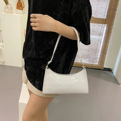 Crocodile Pattern Girls Underarm Bags PU Leather Zipper Handbags For Lady
