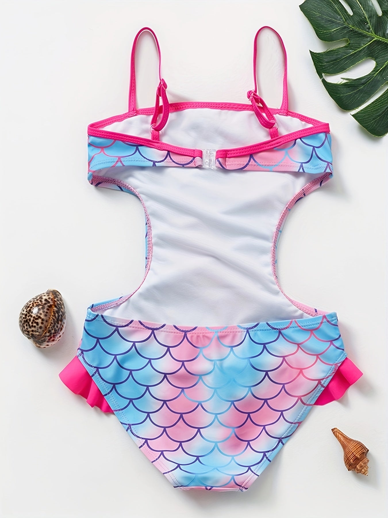 Toddler Girls Fish Scale Graphic Cami Swimsuit