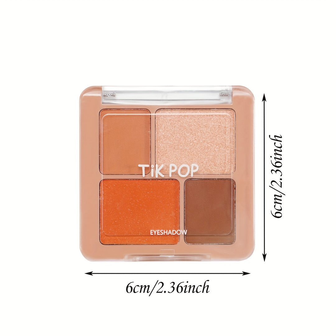 4 Color Geometric Eyeshadow Palette, High Pigmented, Pearly Finish