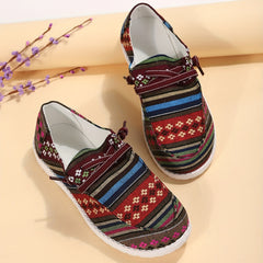 Women's Flowers Patterned Canvas Flat Shoes