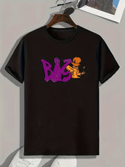 Funny Letter And Cartoon Print Men's Graphic Tee for Summer