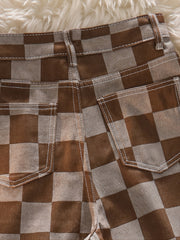 Men's Casual Plaid Loose Straight Cotton Jeans For Christmas