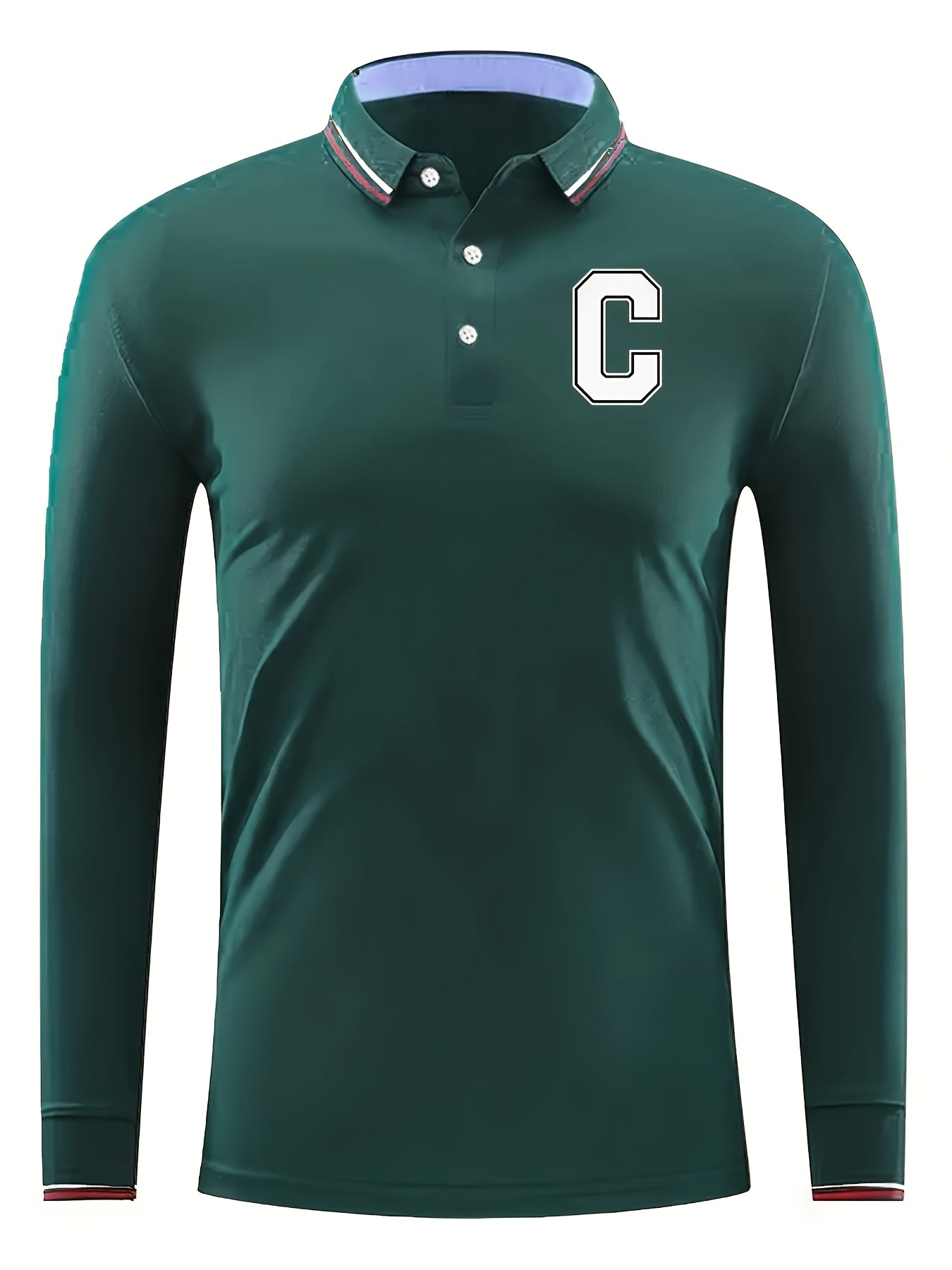 Men's Golf Shirt Long Sleeve Letter C Print Chukker Shirt