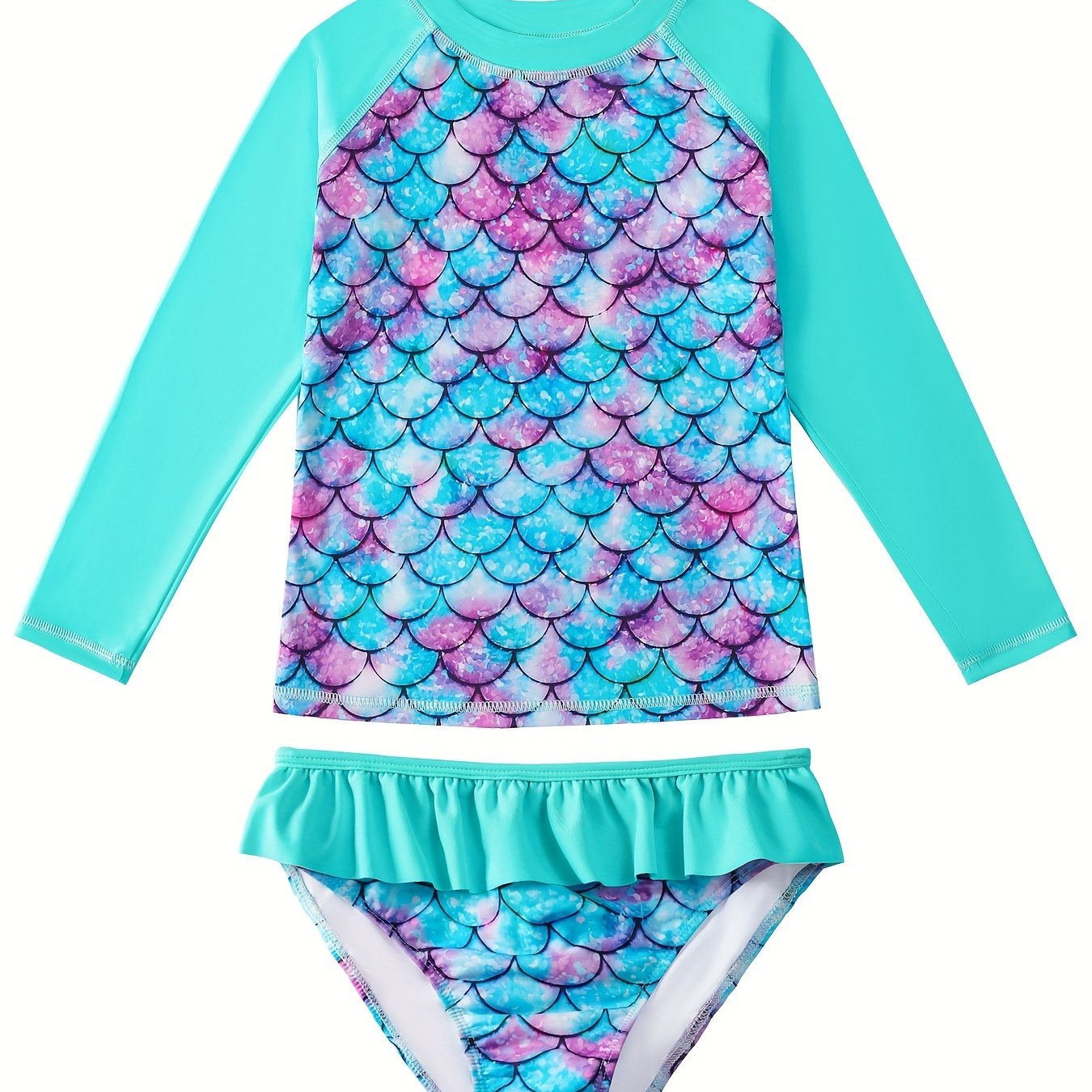 Girls' 3D Printed Mermaid Bikini Swimsuit