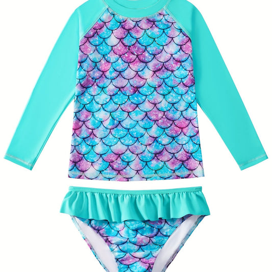 Girls' 3D Printed Mermaid Bikini Swimsuit