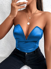 Women's Strapless V Neck Tube Bodysuit