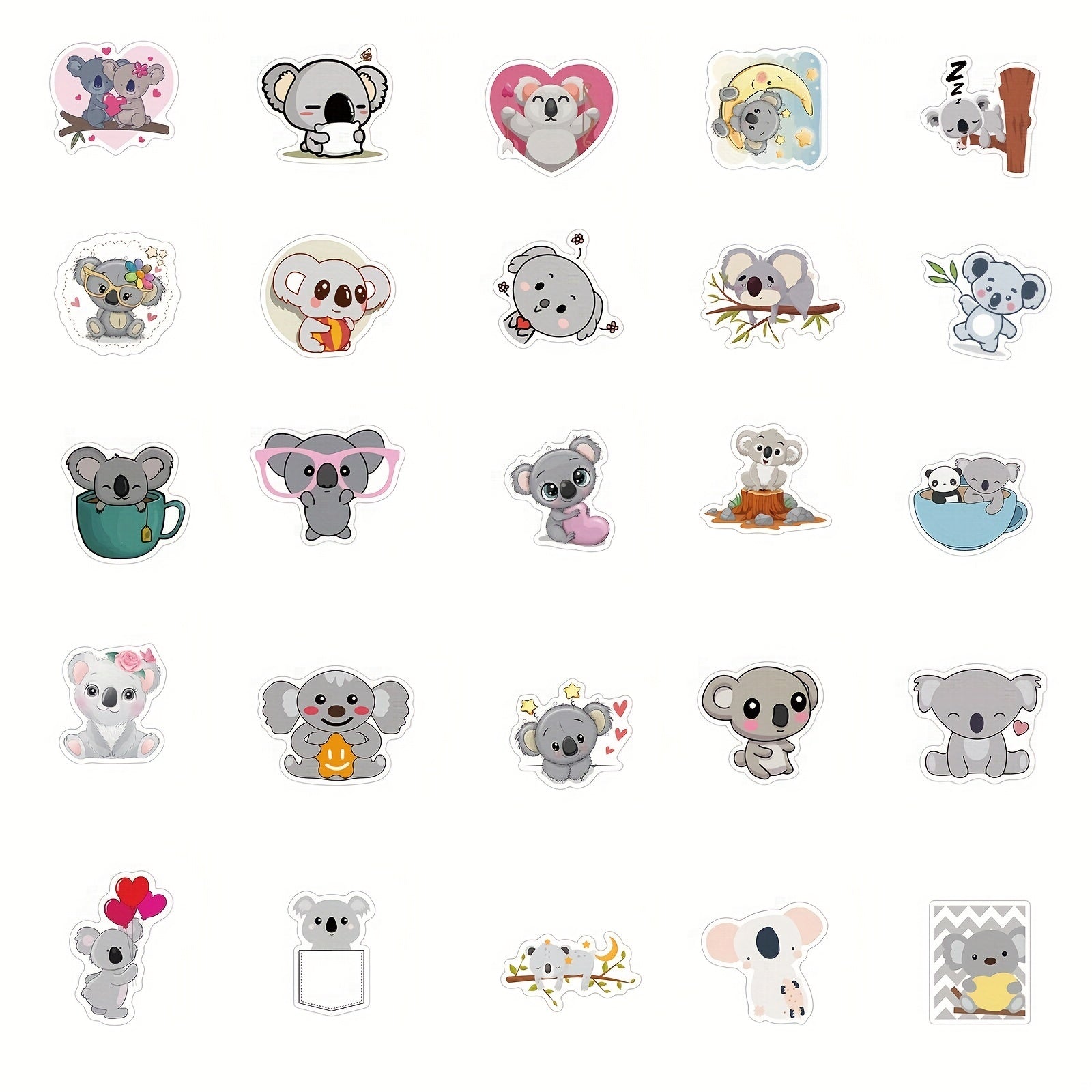 50pcs Cartoon Koala Waterproof Stickers for Easter Gift Water Bottles Skateboard