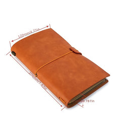 Refillable Orange Leather Journal Notebook