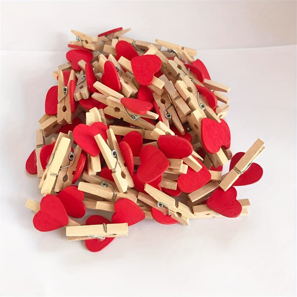 50pcs Heart Wooden Clips Wedding Craft Pegs Party Supplies