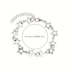 Hollow Star Chain Bracelet Silver Jewelry Gift For Girls