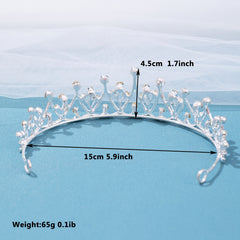 Rhinestone Pearl Crown Headband Bridal Wedding Princess Tiara Birthday