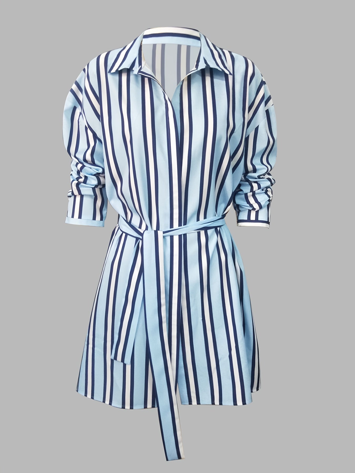 Casual Dress Women's Plus Stripe Long Sleeve Dress