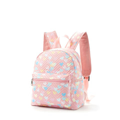 Pink Quilted Heart Pattern Backpack for Kids