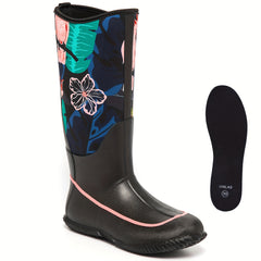 Forest Animal Print Rain Boots for Women Warm Neoprene Rubber Material