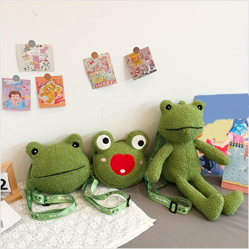 Cute Frog Plush Messenger Bag for Girls