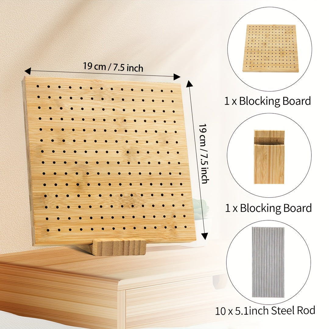 Bamboo Crochet Block Board Braided Needle Thread Placement