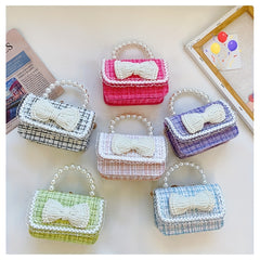 Kids Bow Decor Crossbody Bag with Faux Pearl Handbag