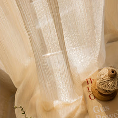 Solid French Sheer Curtain Rod Pocket Curtain for Home Decor