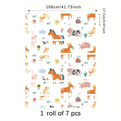 7pcs Cartoon Animal Pattern Zoo Stair Stickers Dinosaur Drawer Stickers