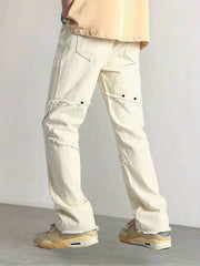 Men's Loose Fit Raw Trim Denim Pants