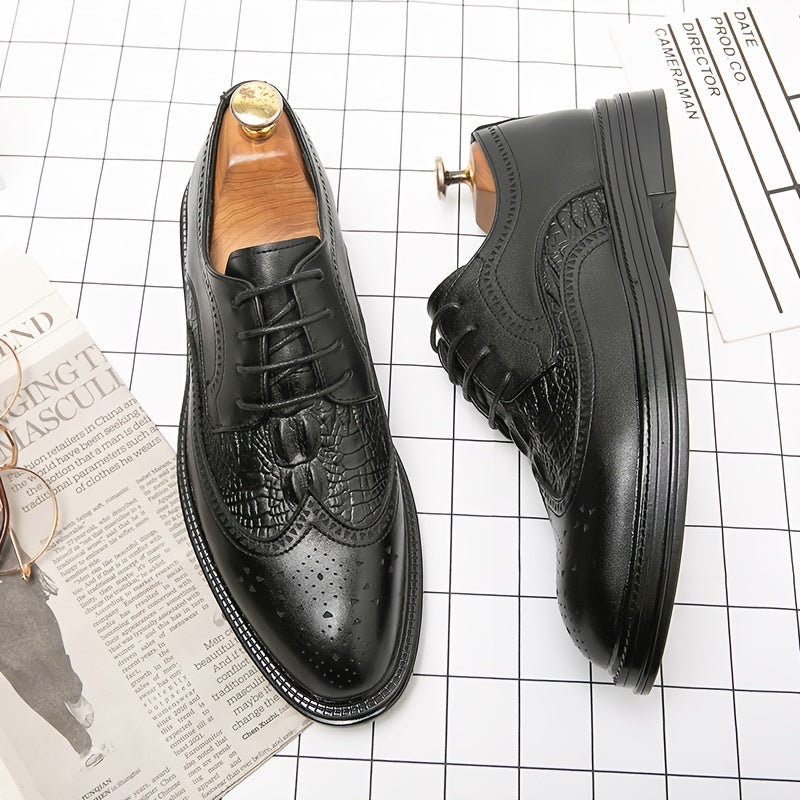 Men's Brogue Wingtip Derby Shoes Lace up Front Dress Shoes