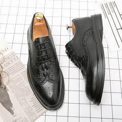 Men's Brogue Wingtip Derby Shoes Lace up Front Dress Shoes