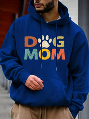 DOG MOM Print Hoodie Men's Graphic Pullover Hooded Sweatshirt